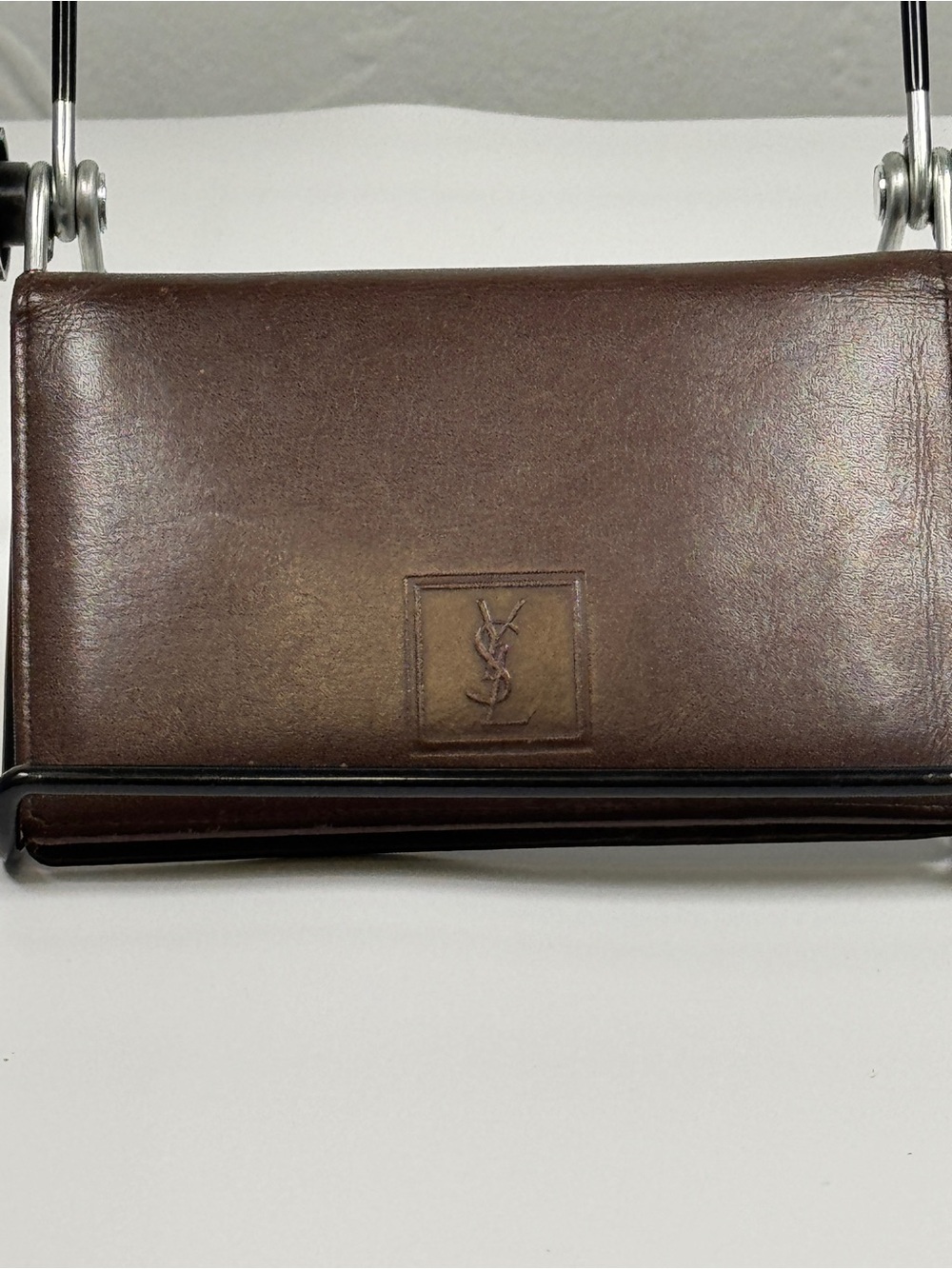 Yves Saint Laurent Brown Leather Bifold Wallet with Debossed YSL Monogram